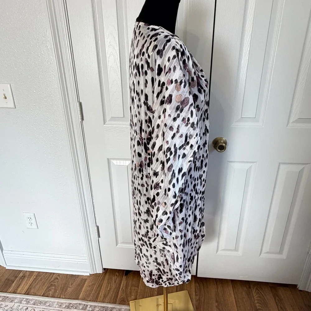 Umgee 1X/2X Leopard Print Kimono Duster Cardigan Boho Plus Size - Picture 4 of 5